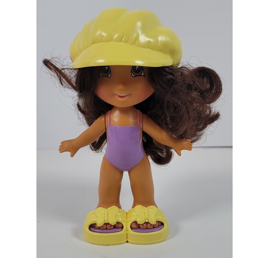 Fisher-Price Dora the Explorer Beach Doll Purple Swimsuit Yellow Hat 5.5 Inch
